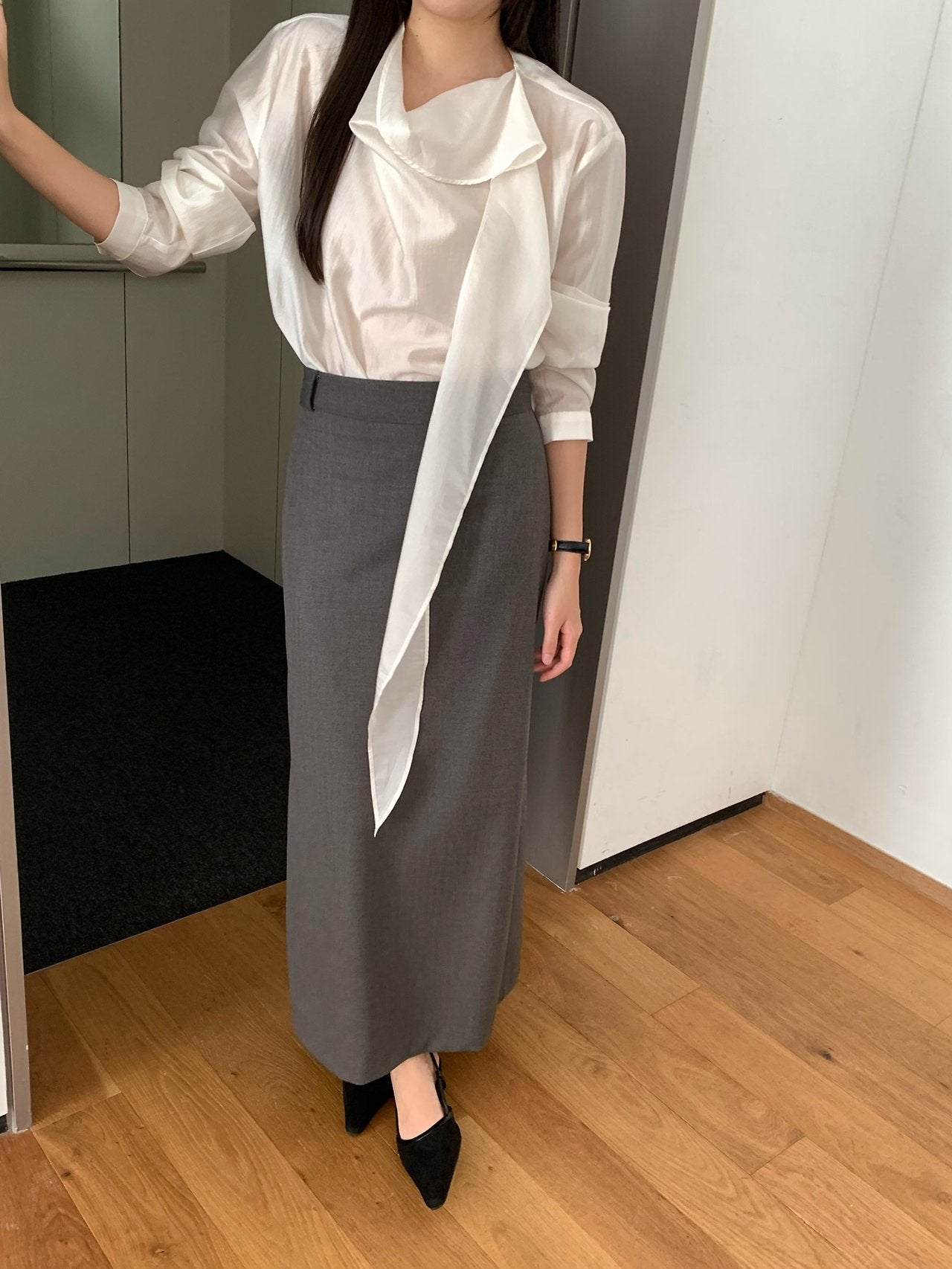 Barrel tie blouse-2col