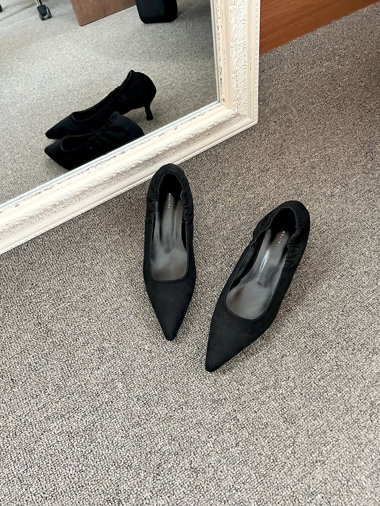 Suede 5cm back-banding high heels