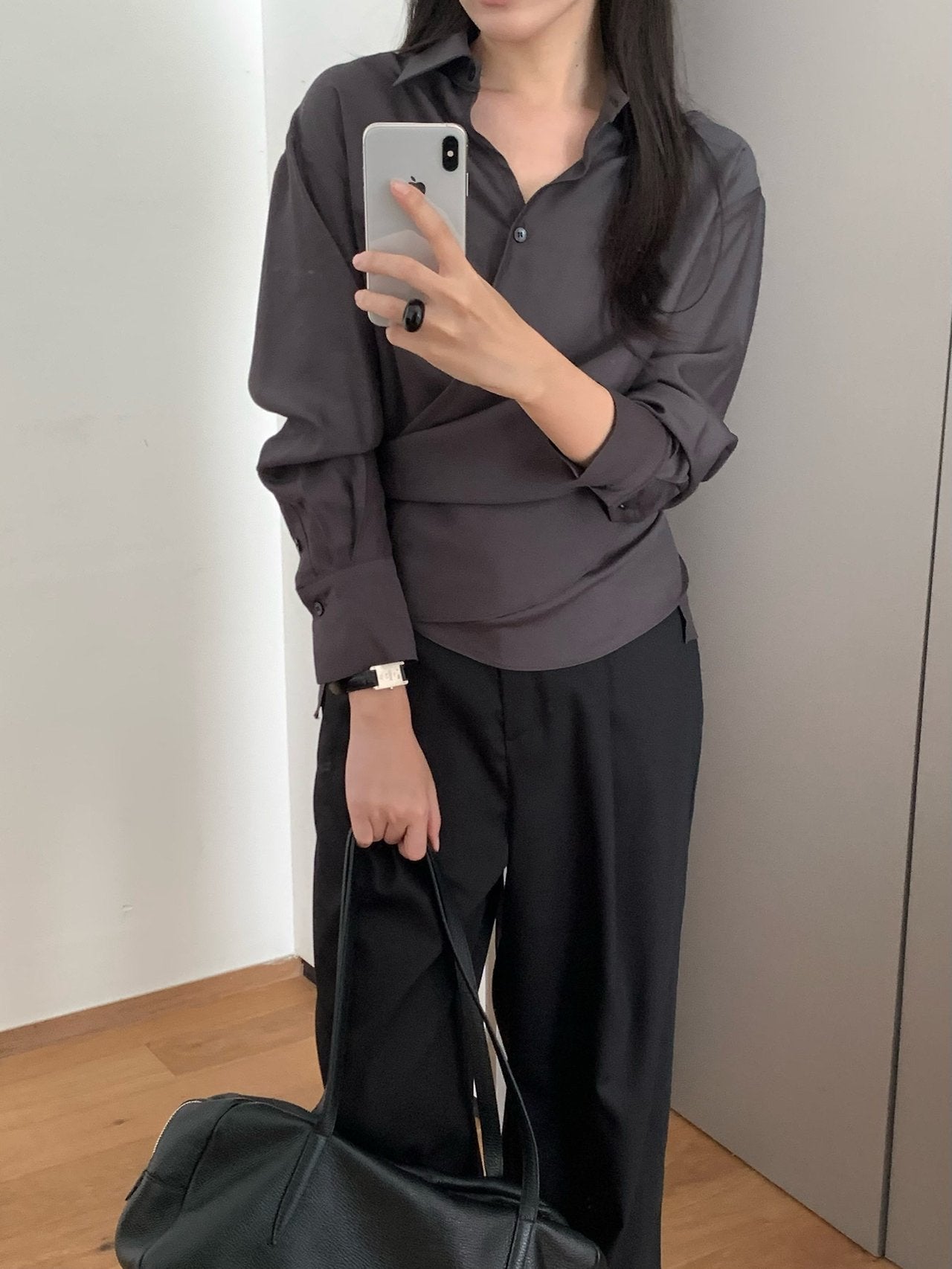 Meli wrap blouse-2col