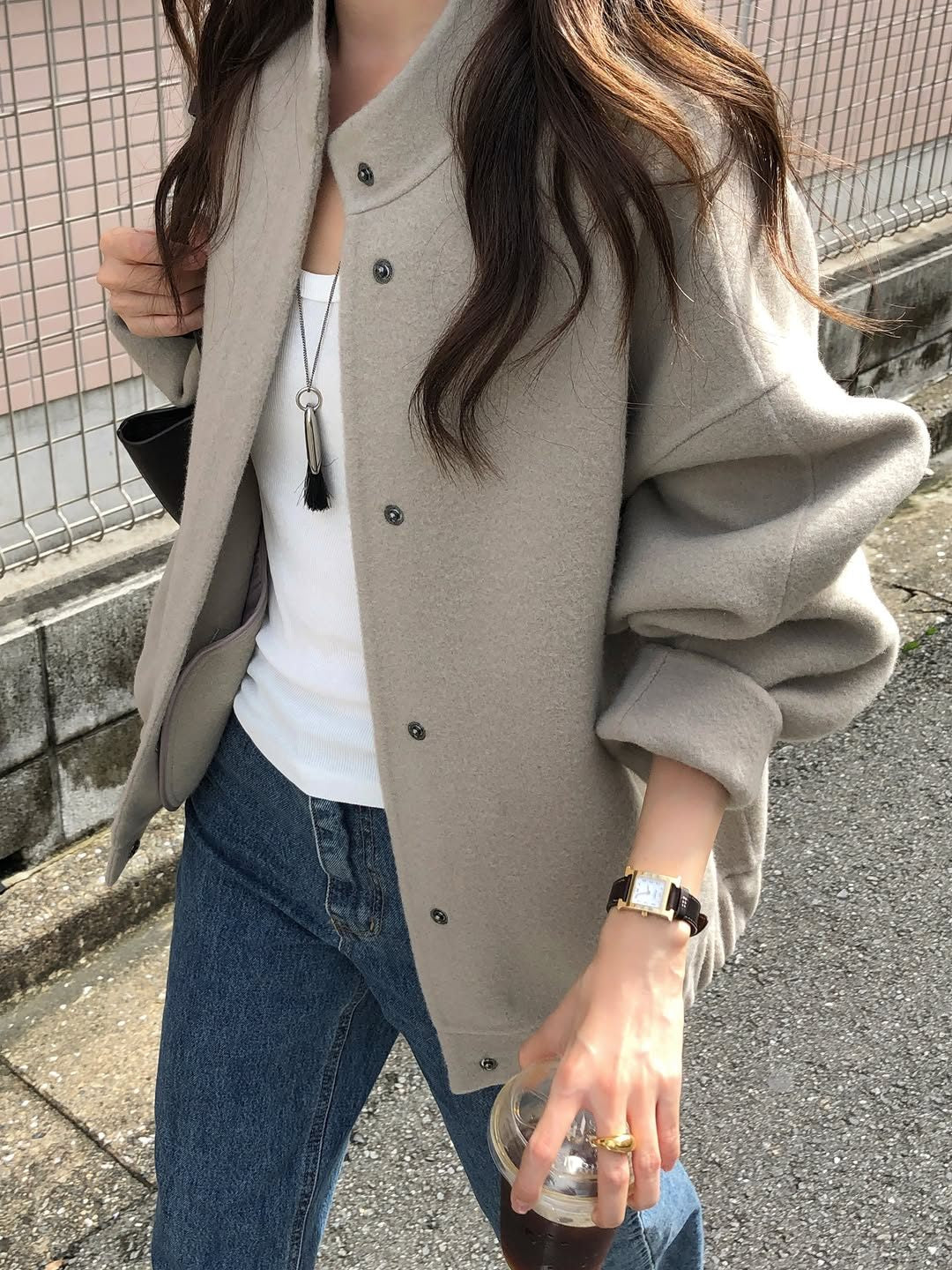 delphine wool handmade blouson-2col