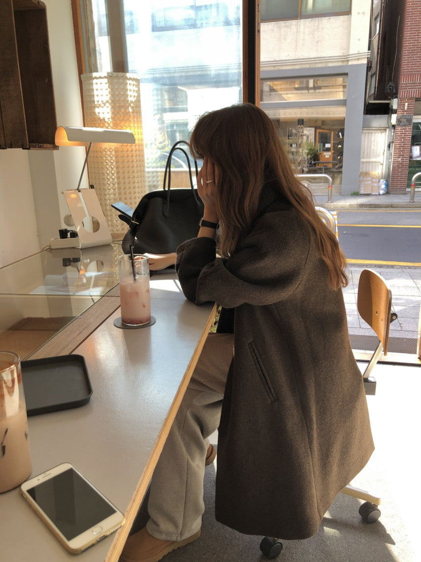 Luce wool twill melange coat-2col