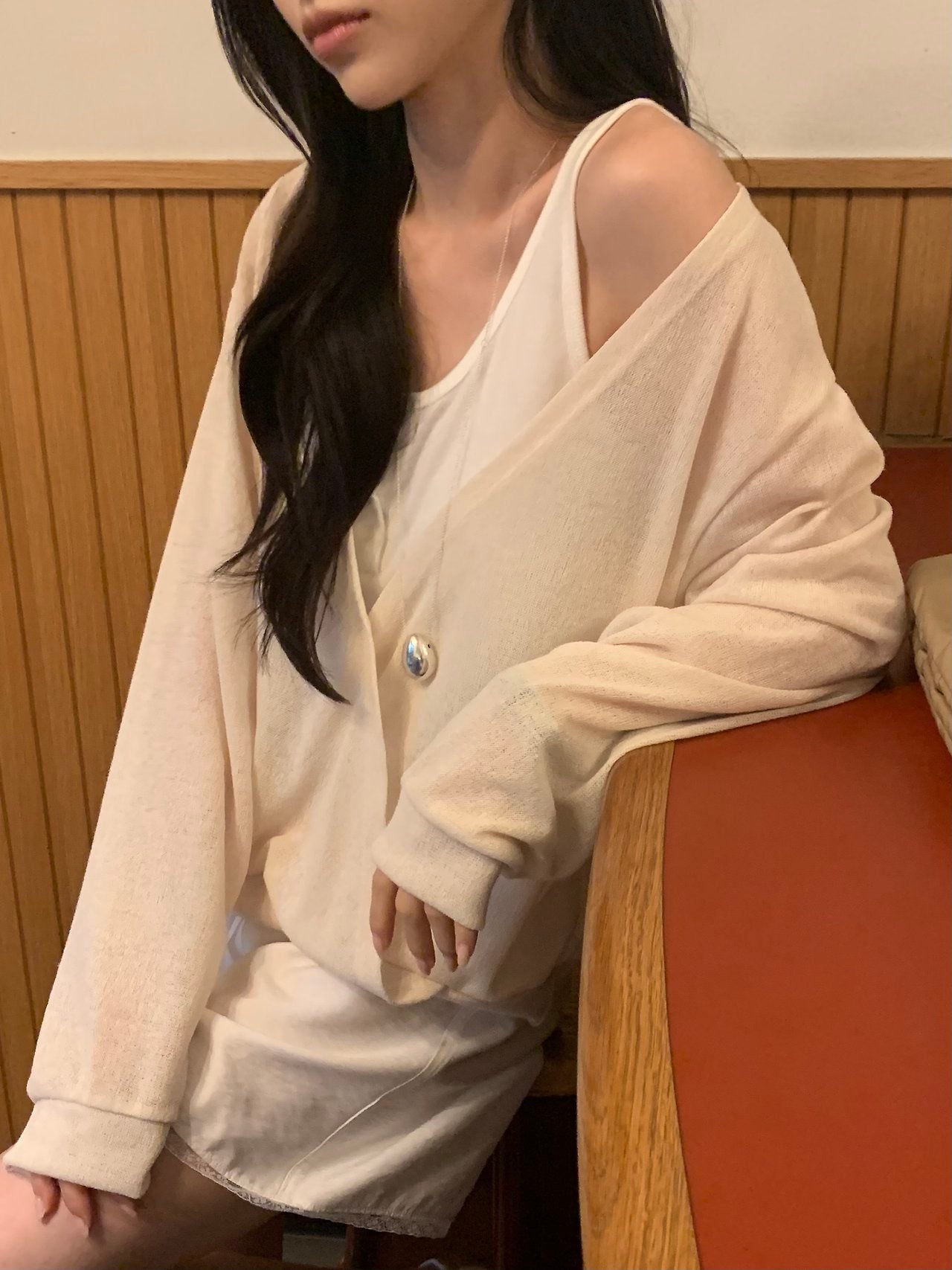 Elina linen deep V-neck knit-3col
