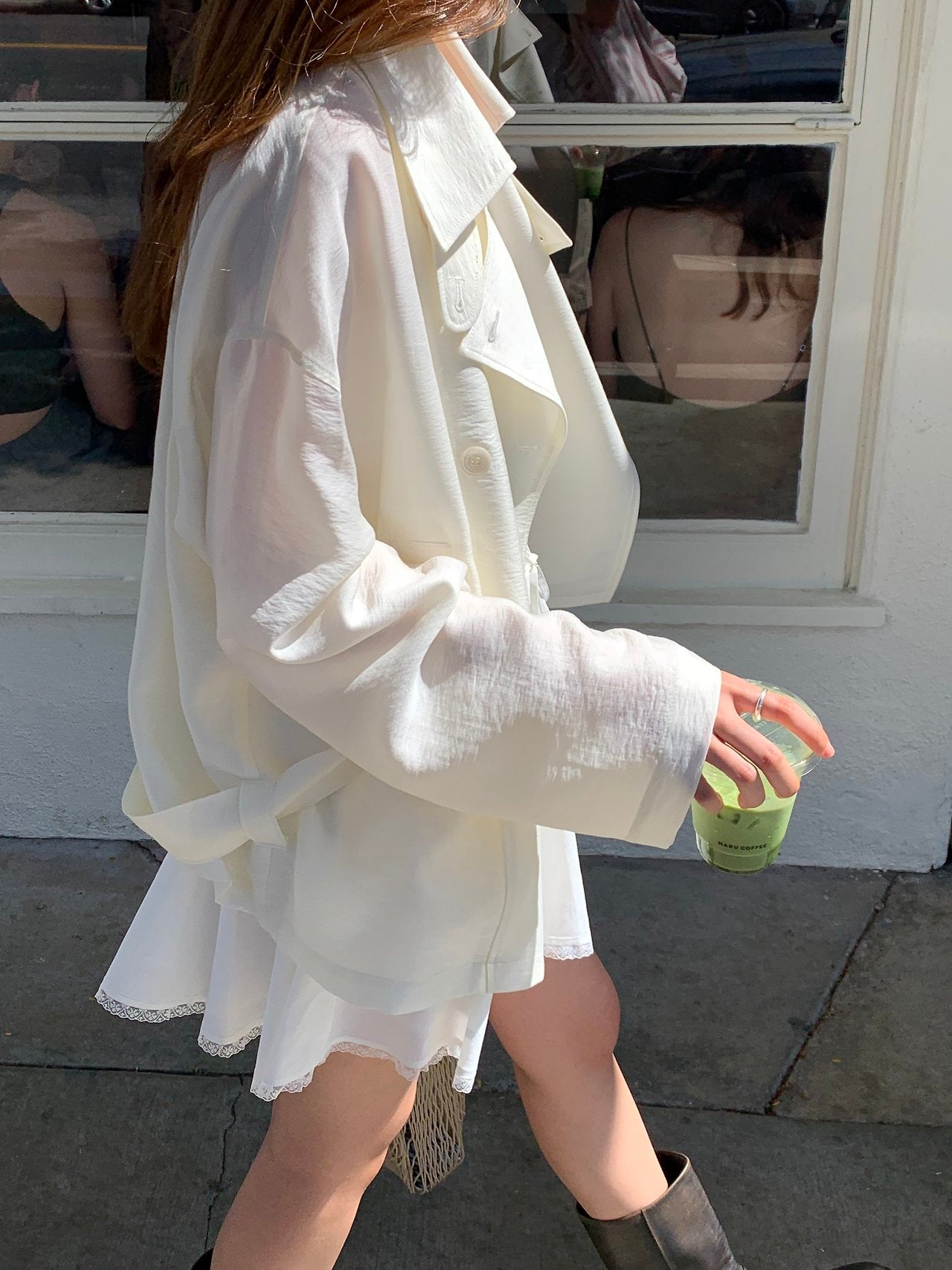Michel soft short trench jacket-2col
