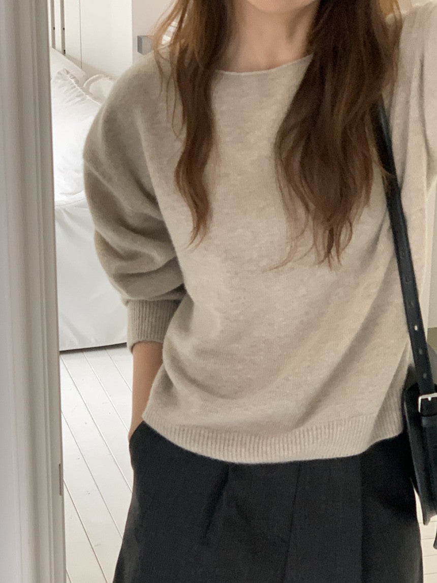 Elin cashmere wholega boat neck knit-4col