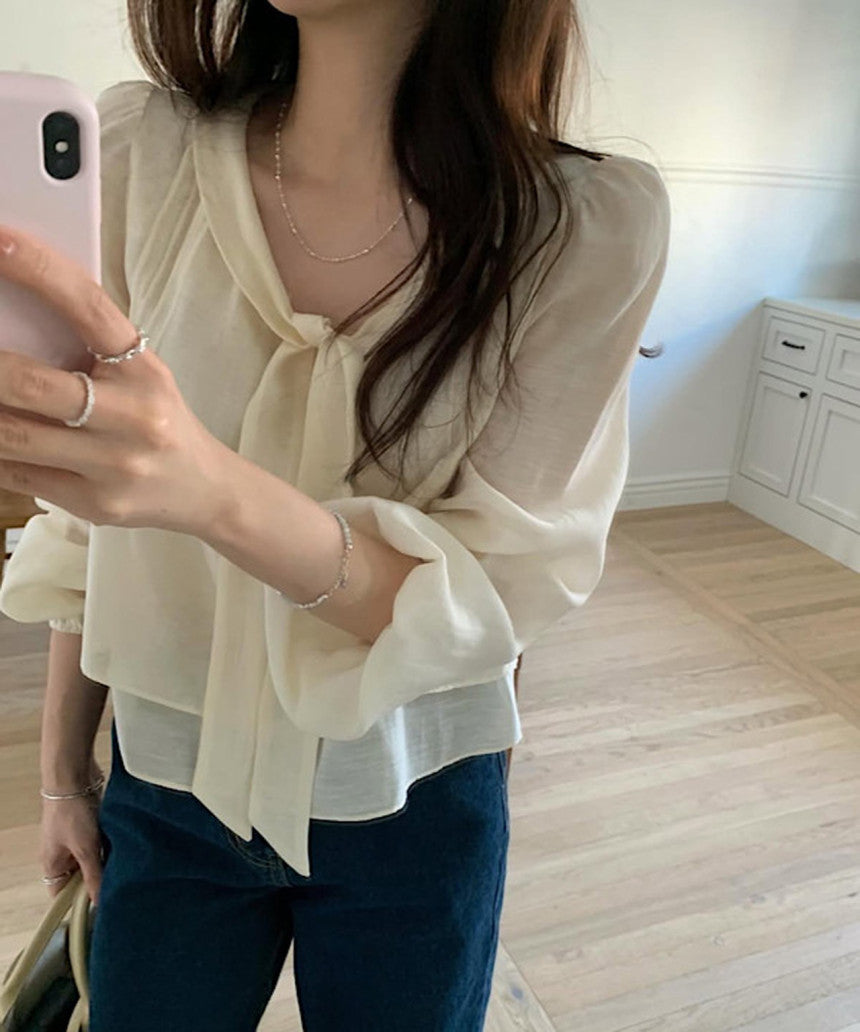 rose tie blouse-2col