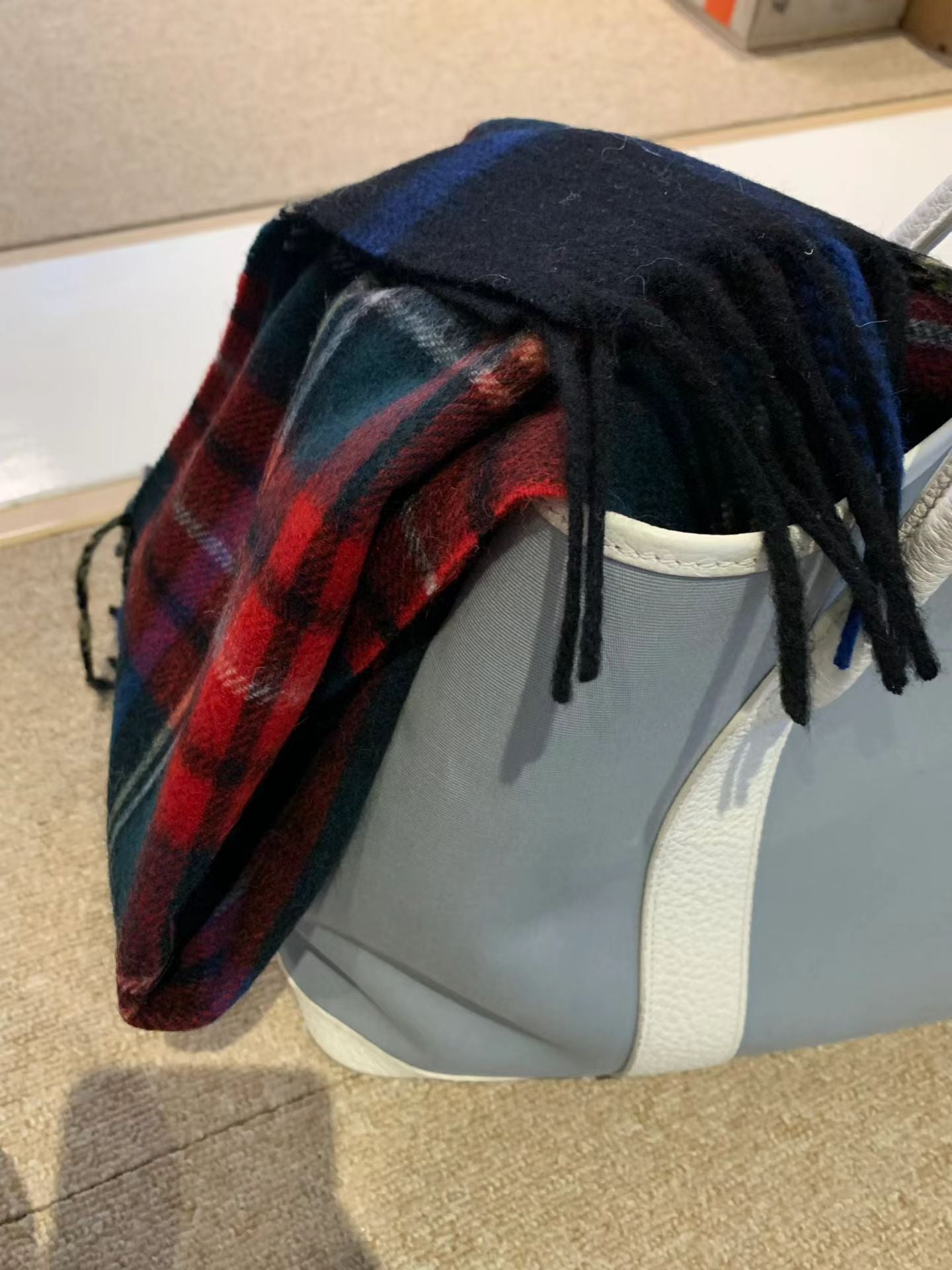 Ounce check wool muffler-3col