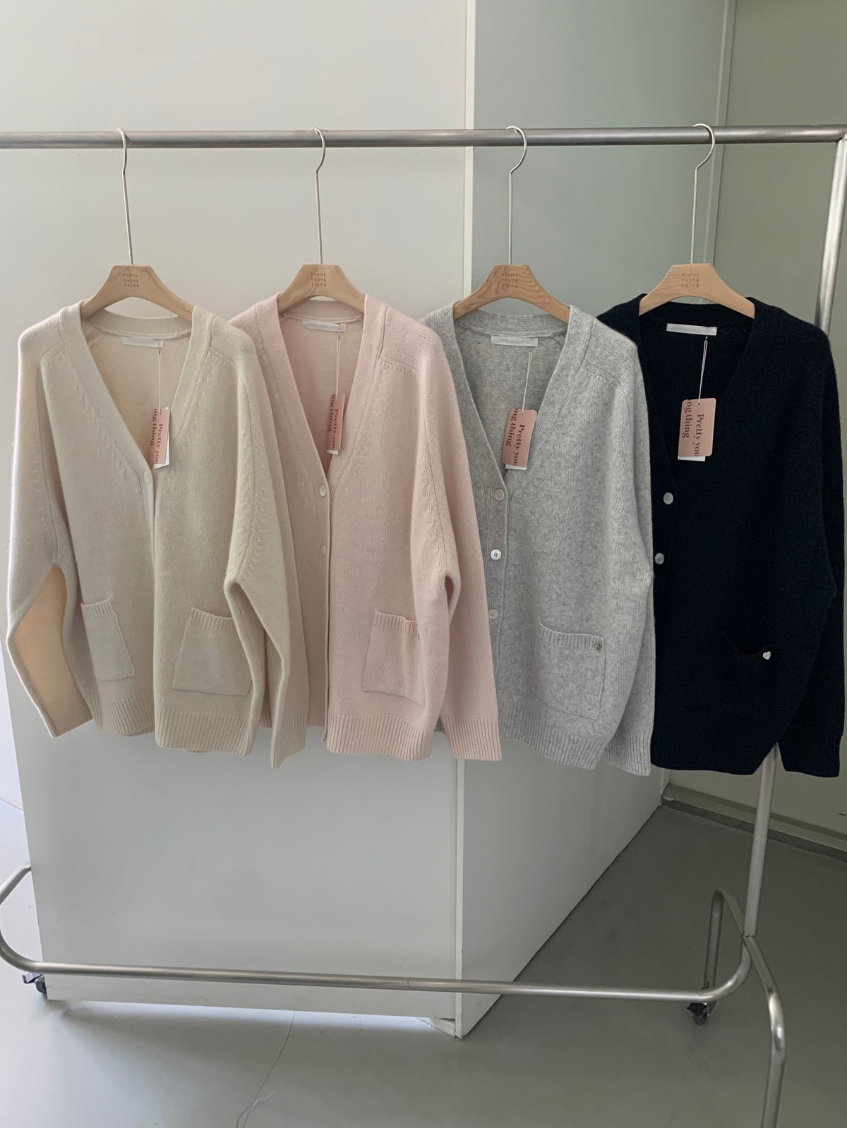 merino wool boxy cardigan-4col