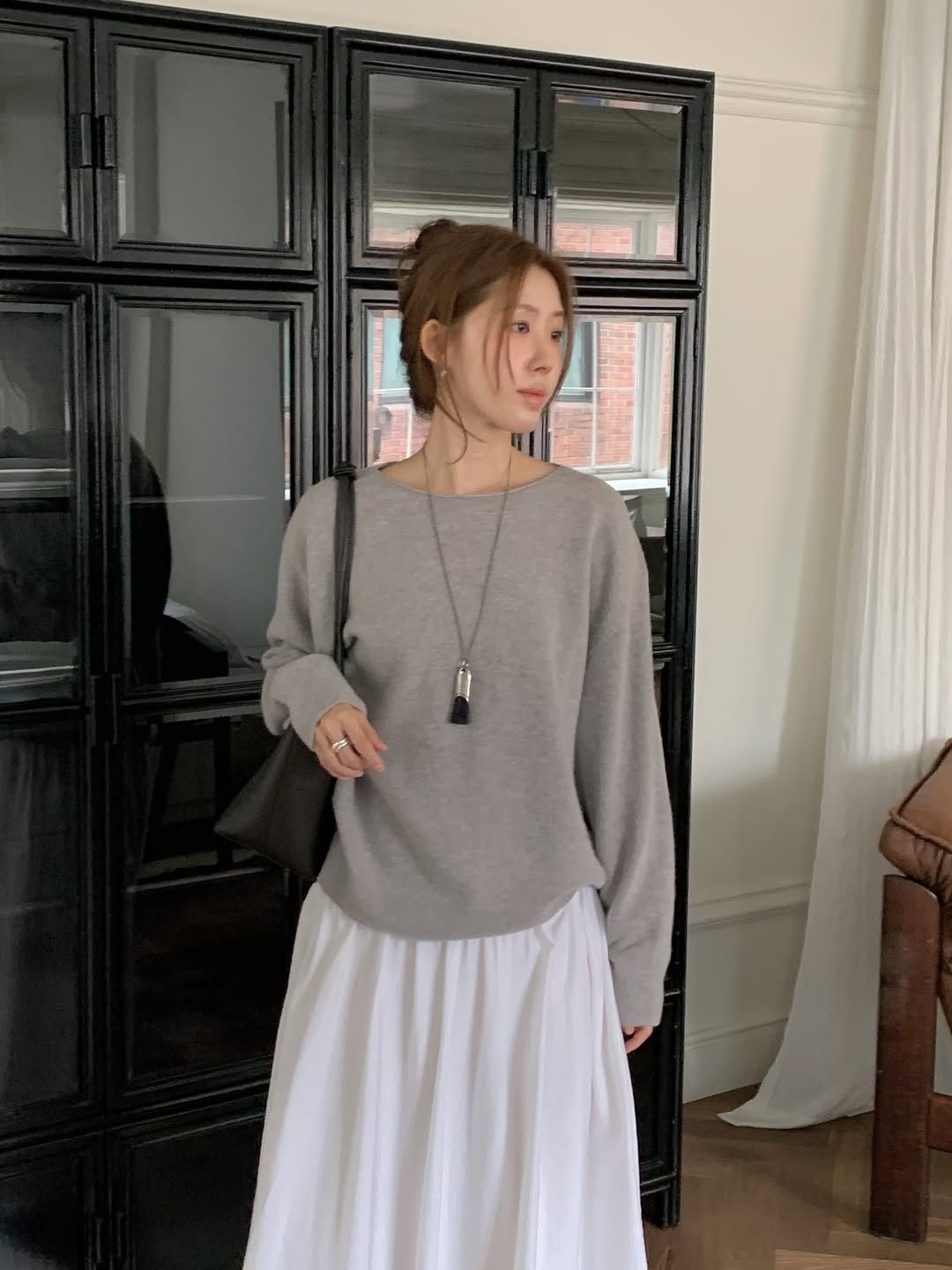 Eline cashmere wholegarment boat neck knit-2col