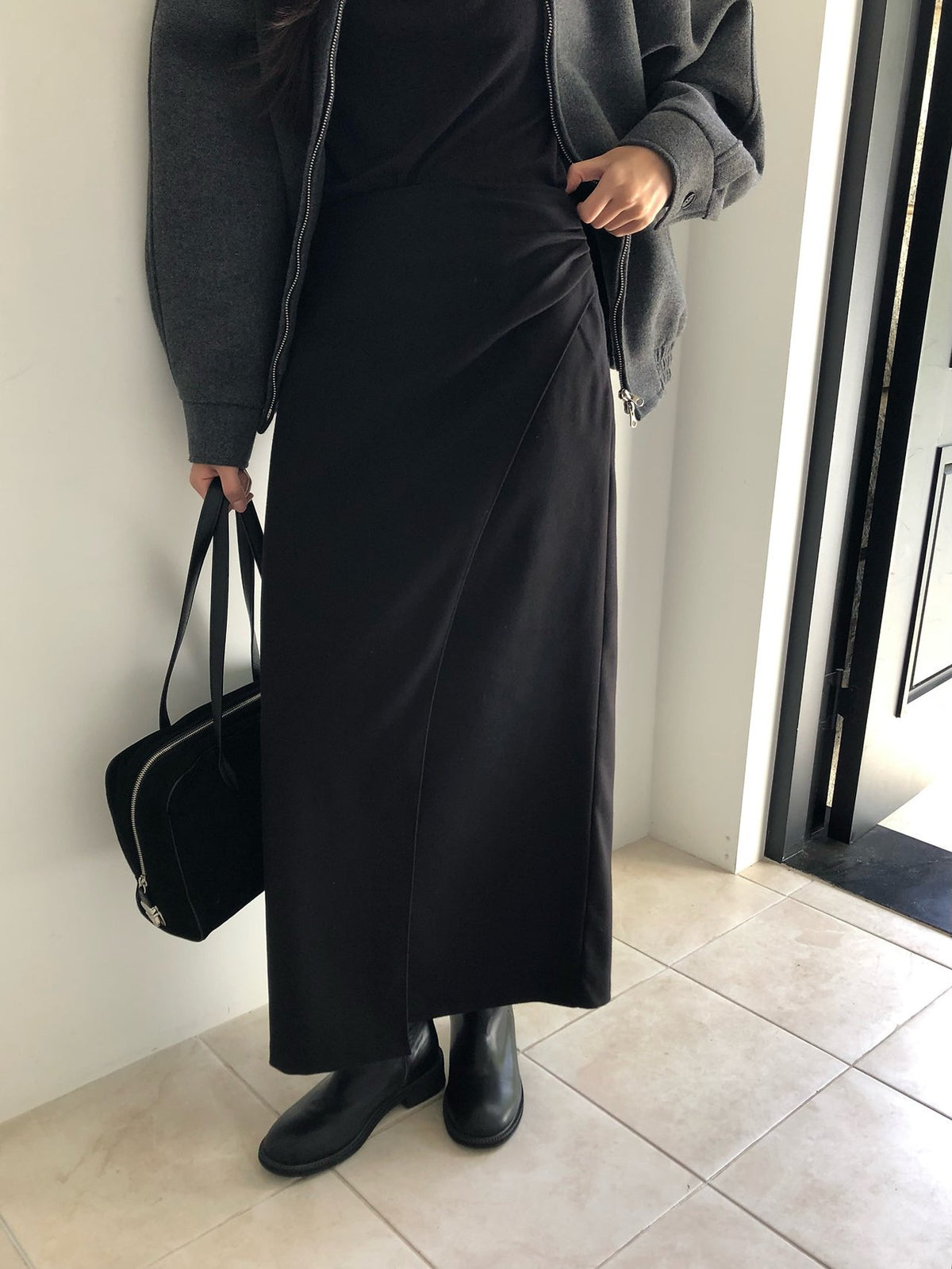 ched shirring skirt-2col