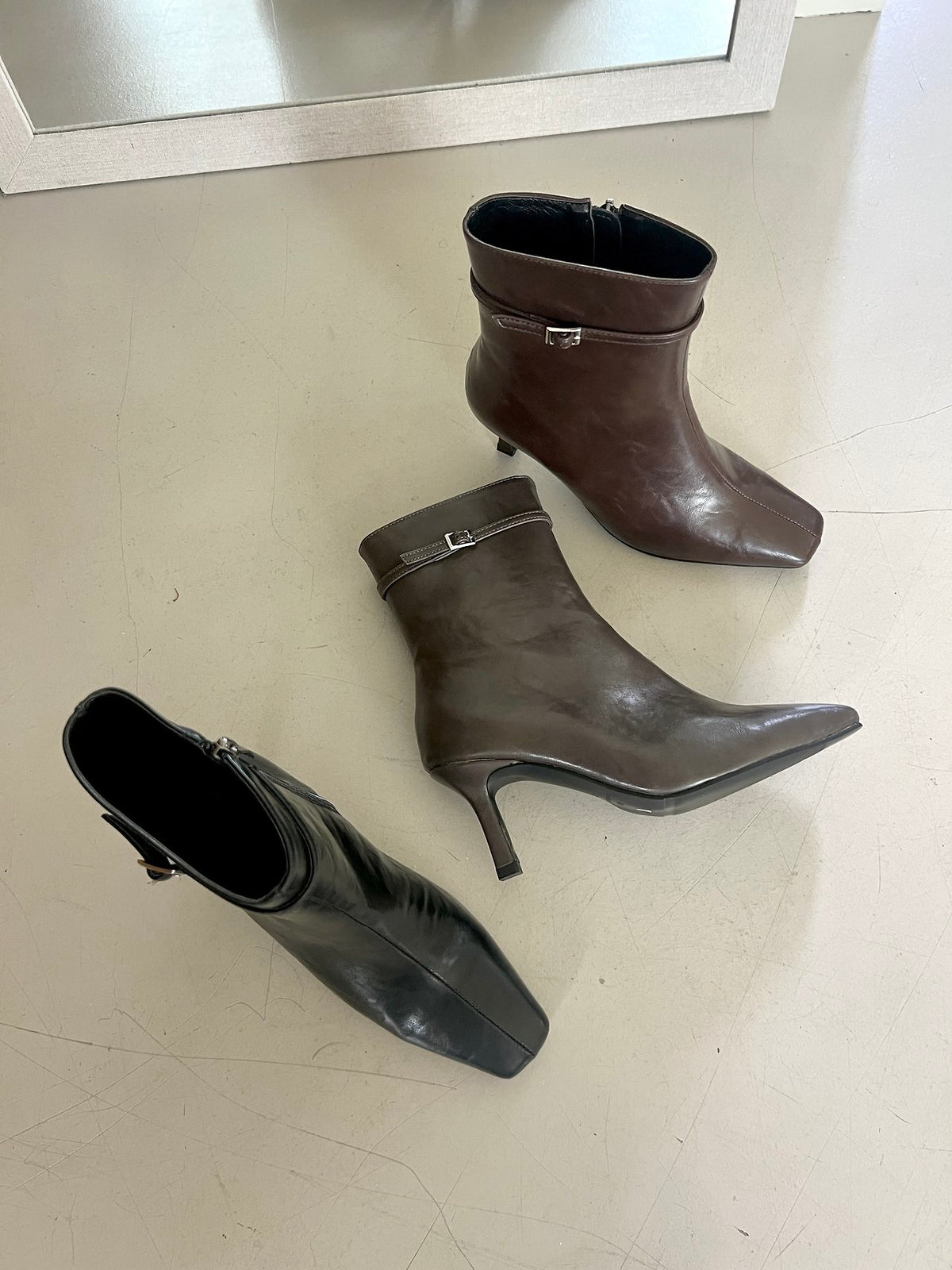 7cm Vintage Belt Ankle Boots-3col