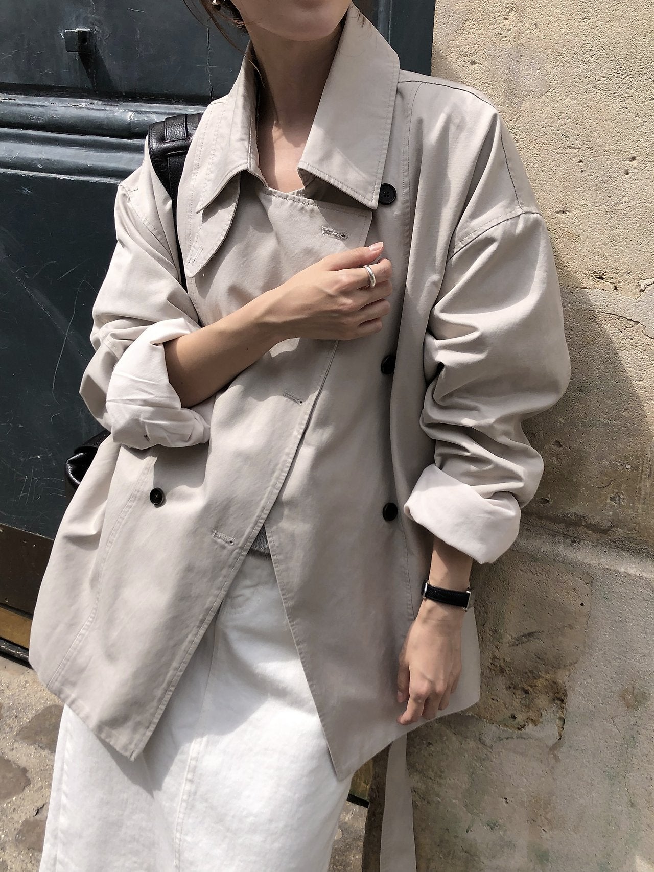 Maren washing half trench jacket-2col