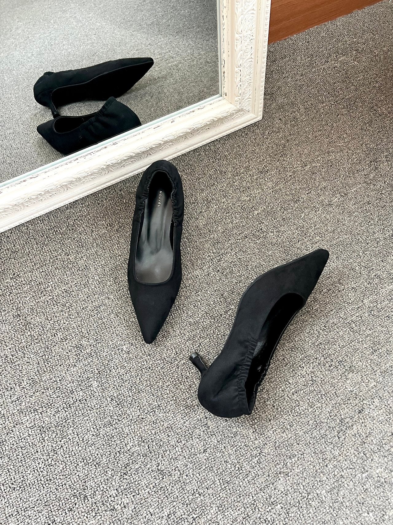 Suede 5cm back-banding high heels