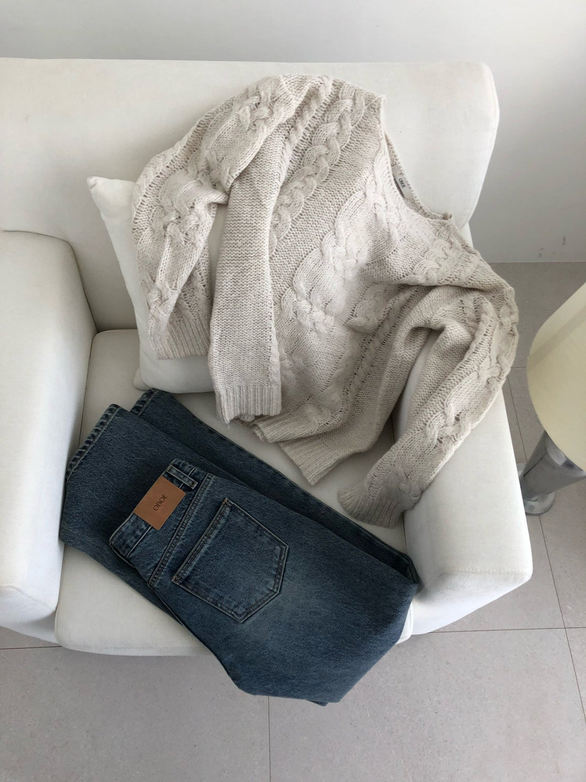 mohair cable knit-2col
