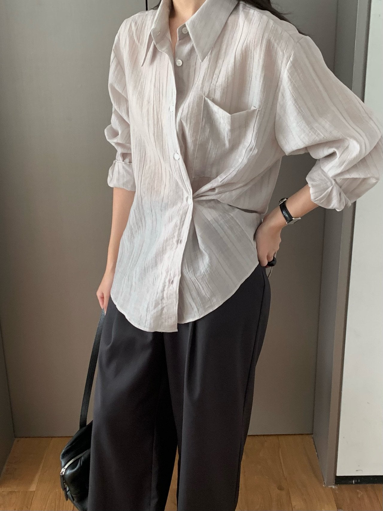 Monel button shirt-2col