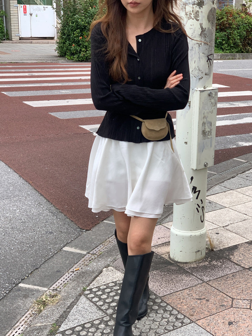 Amel pleats round cardigan-2col