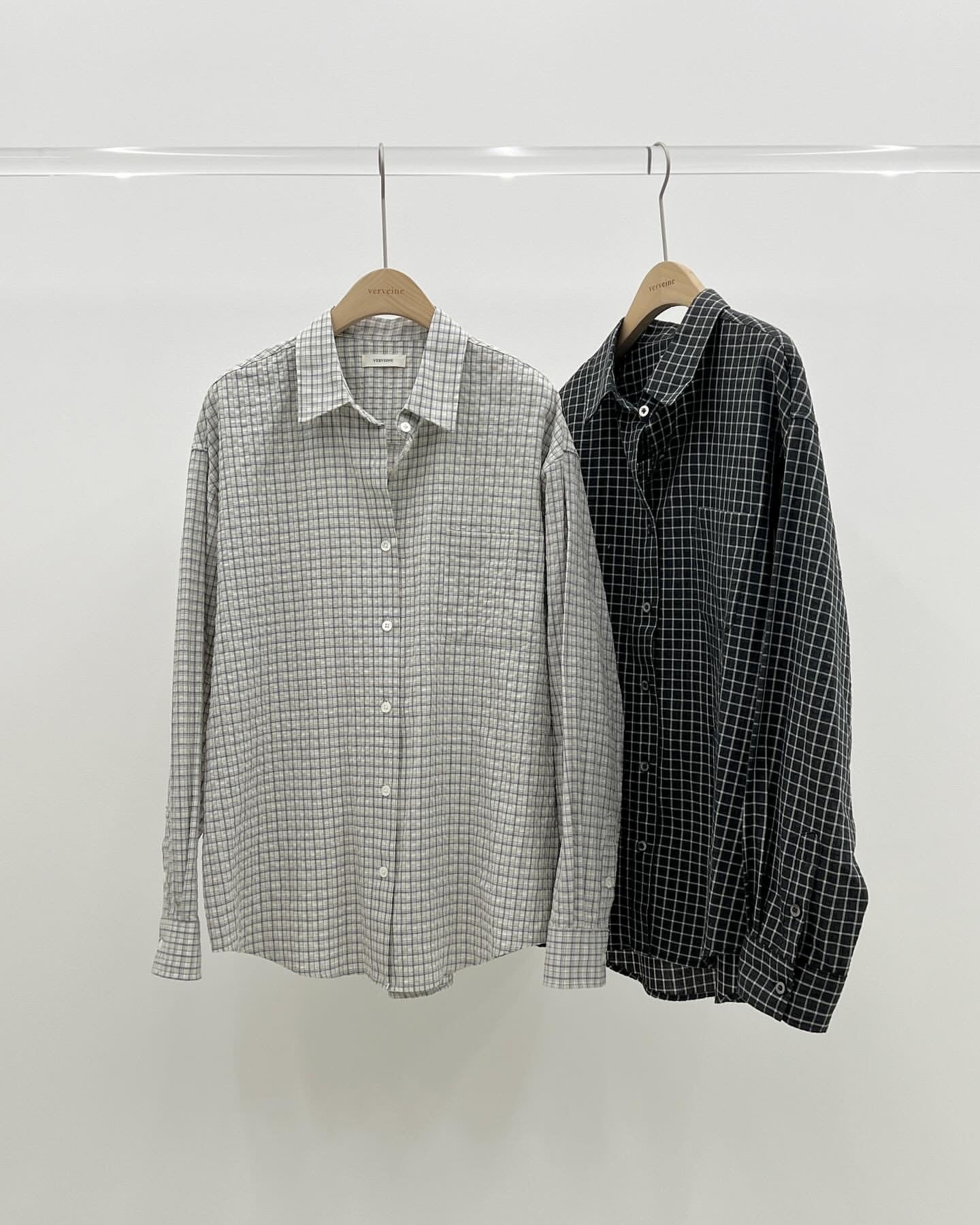 Oxford cotton check shirt-2col