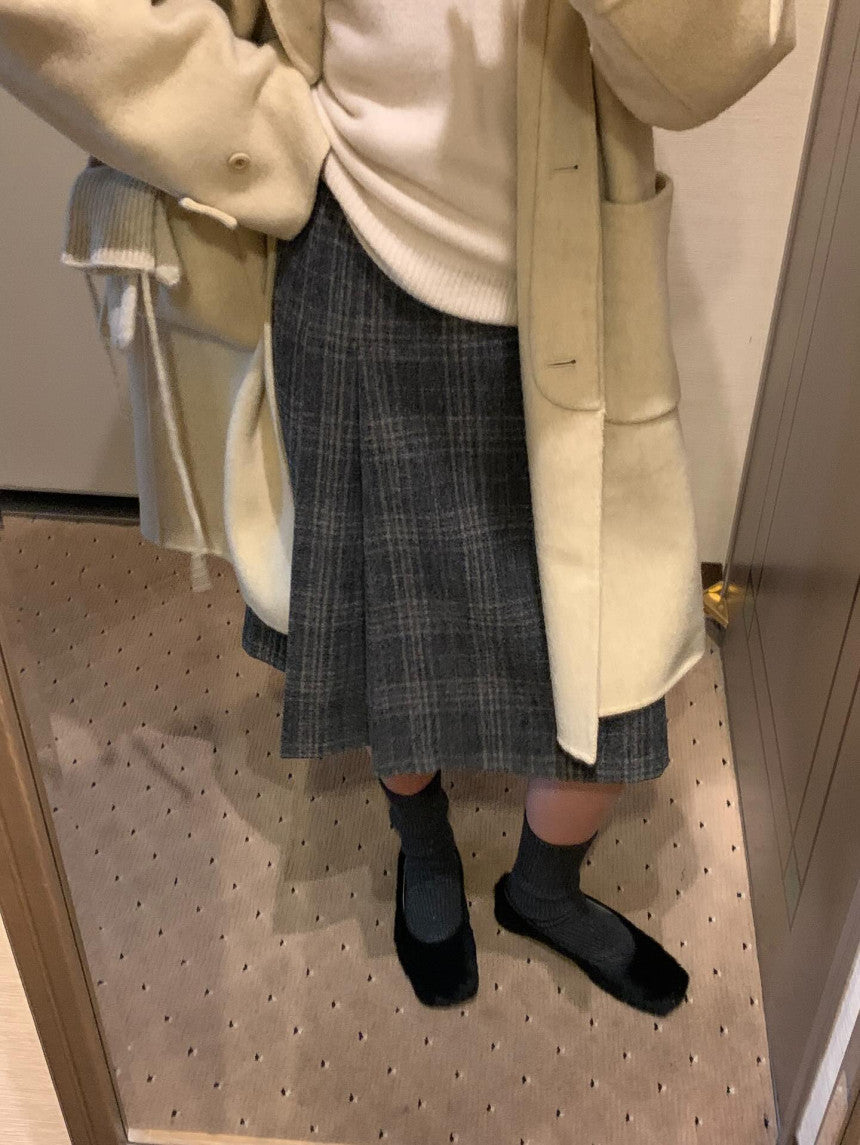 weev check wool skirt