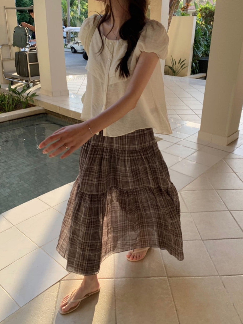 Alpha check skirt-2col