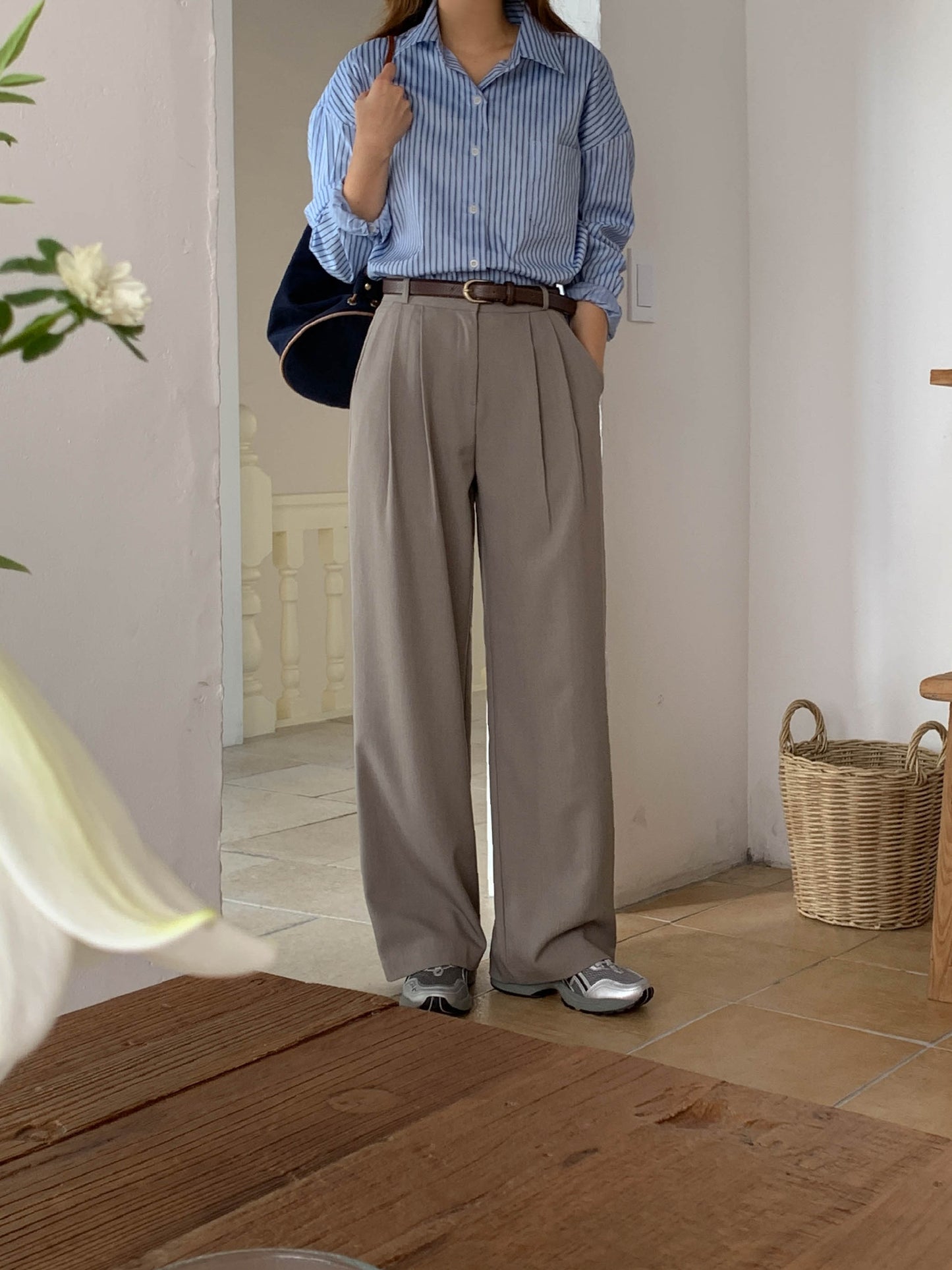 Fw two-pin tuck wide slacks-5colショート丈あり