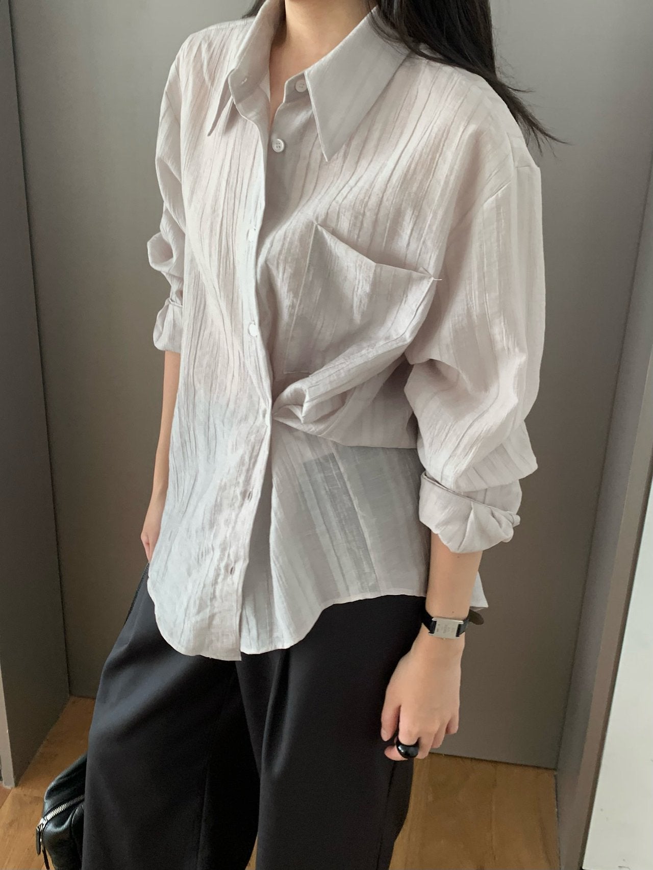 Monel button shirt-2col