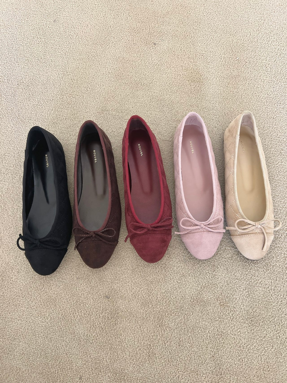Suede Nubuck Ribbon Flats-5col