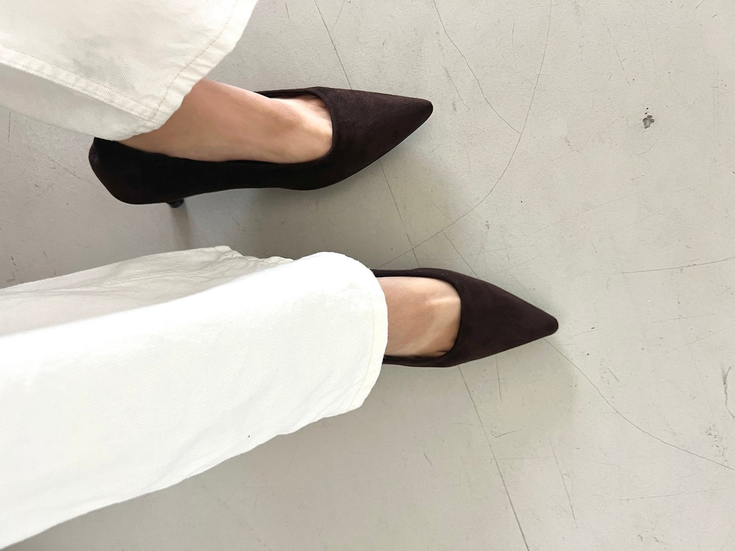 Suede 5cm back-banding high heels