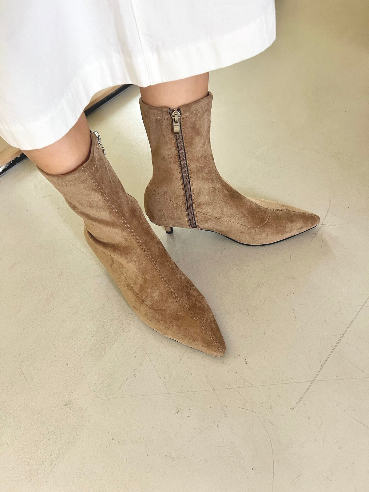 Stretch Suede Ankle Boots-4col