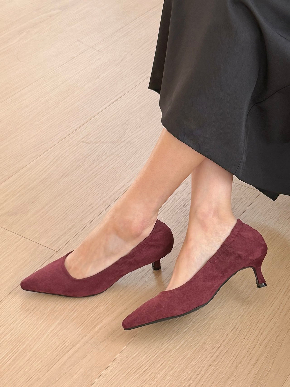 Suede 5cm back-banding high heels-3col