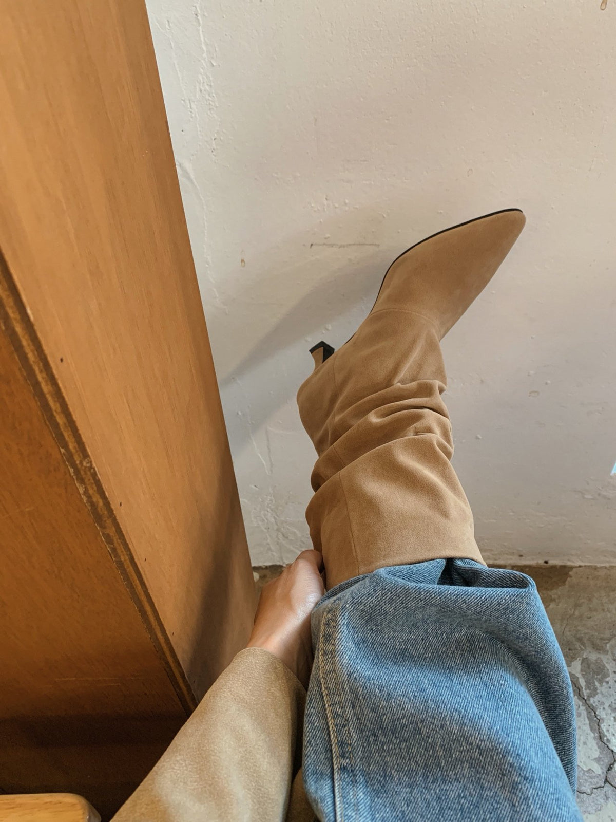 suede slouch boots-3col