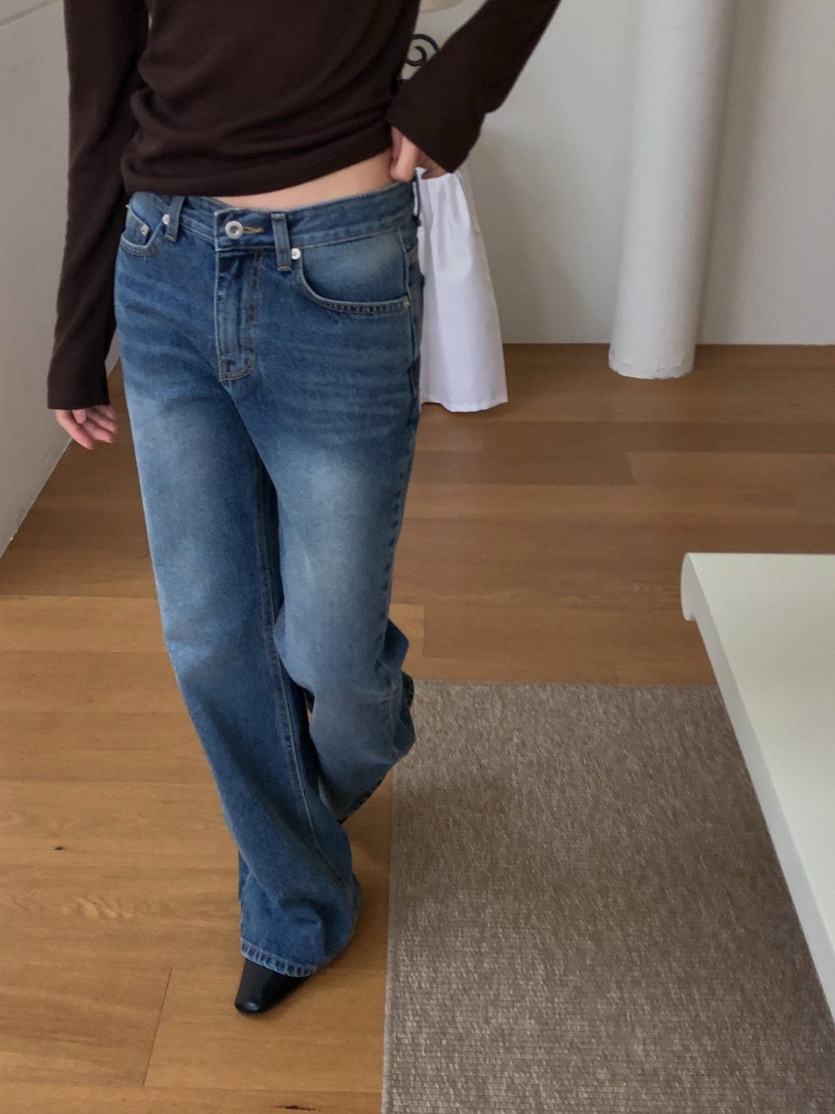 rise bootcut denim