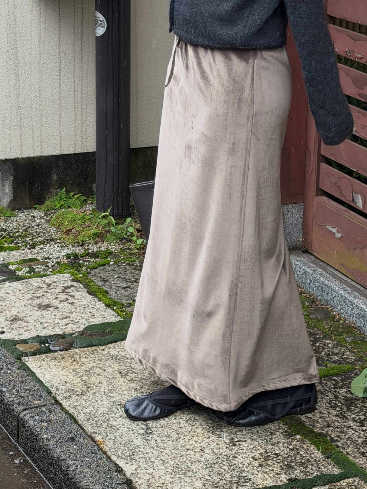 boa drawstring long skirt-3col