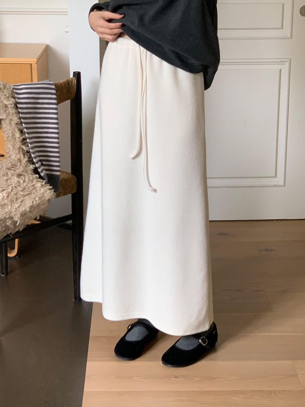 wool maxi skirt-3col