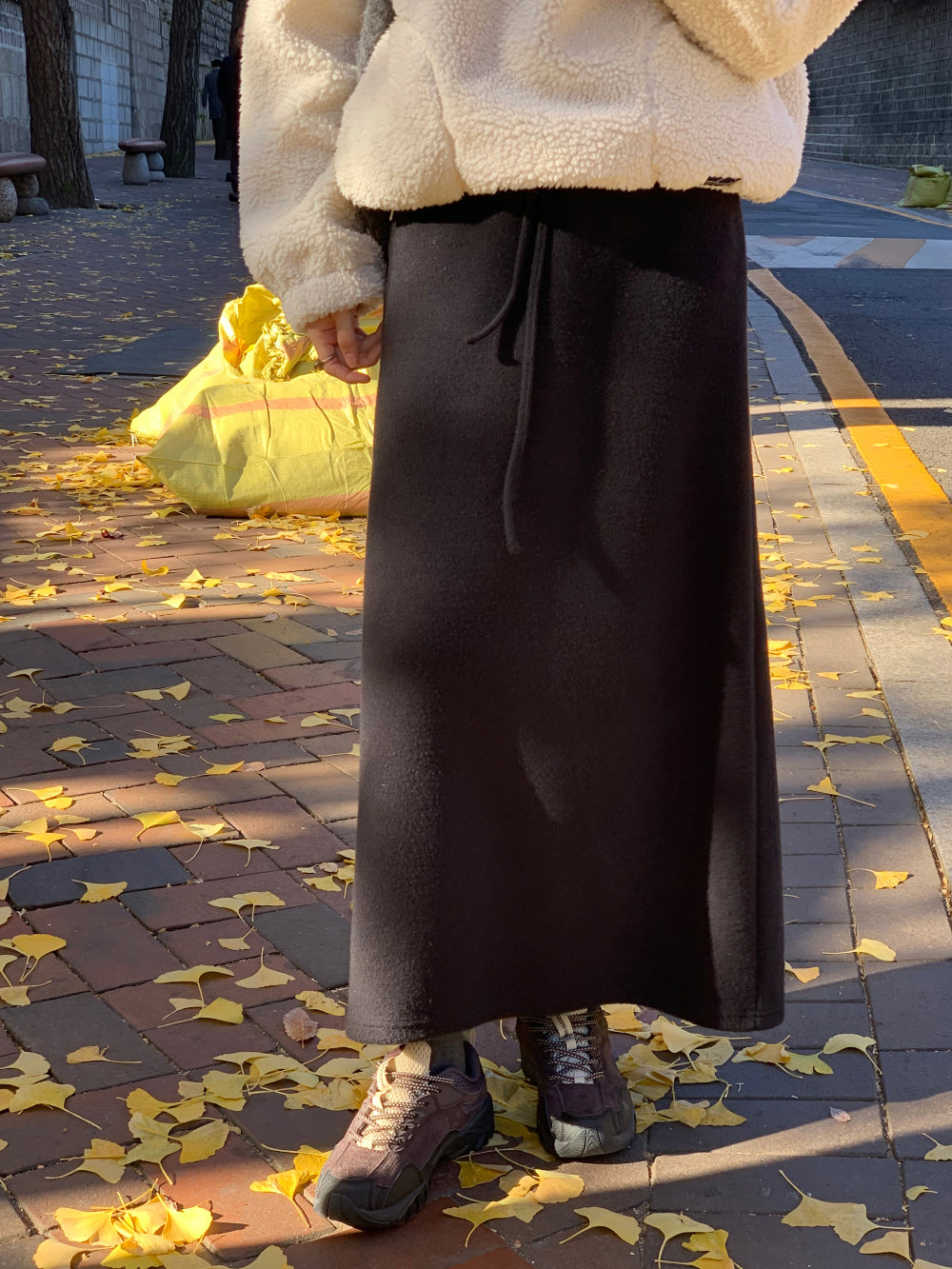 wool maxi skirt-3col