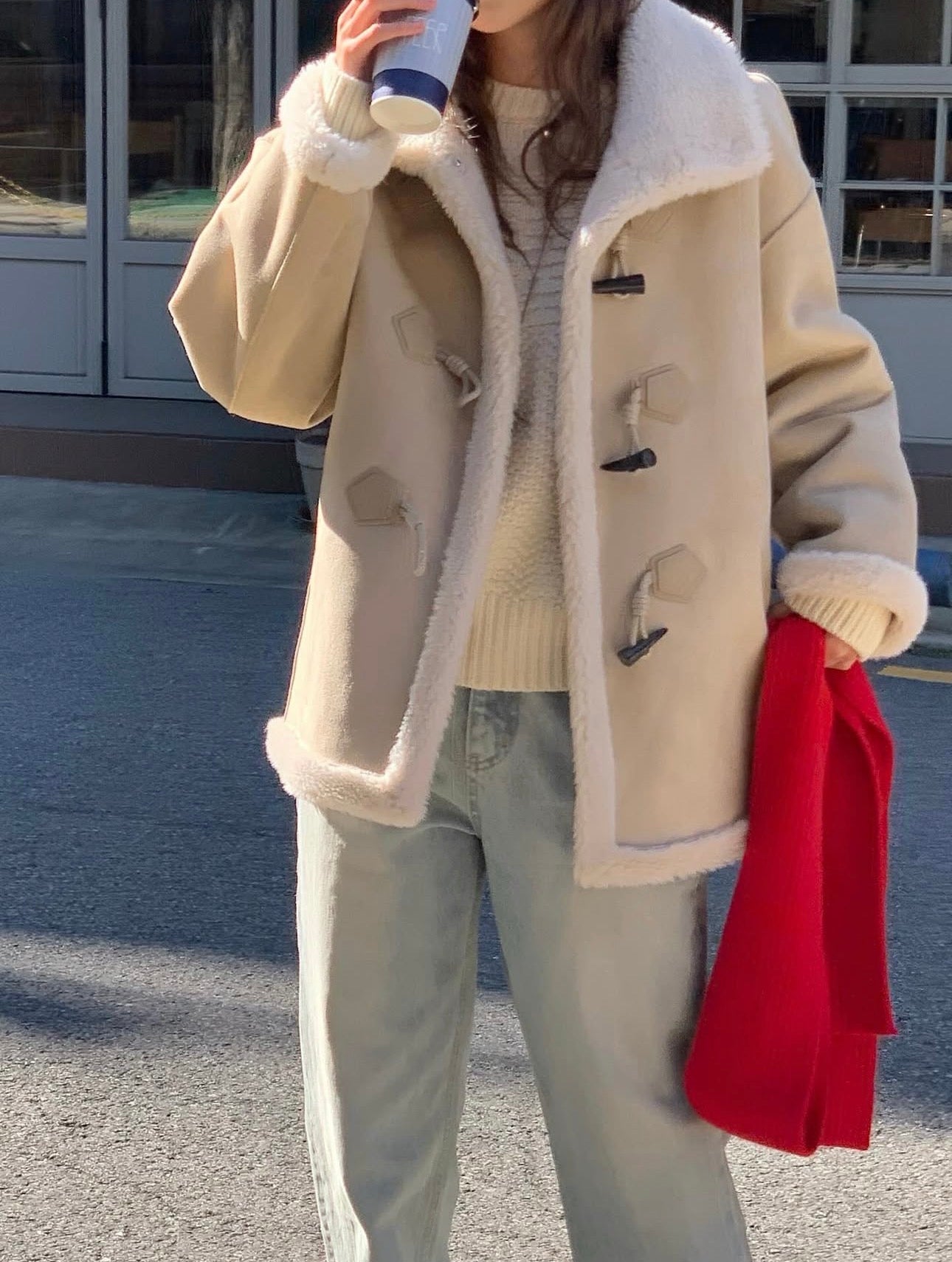 High-neck duffel reversible mustang