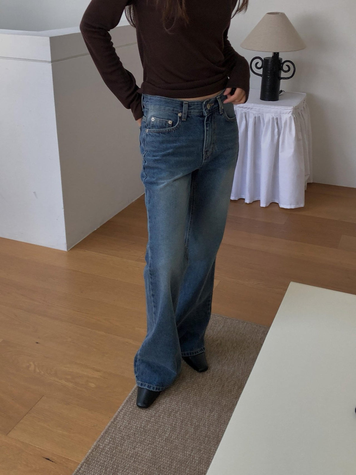 rise bootcut denim