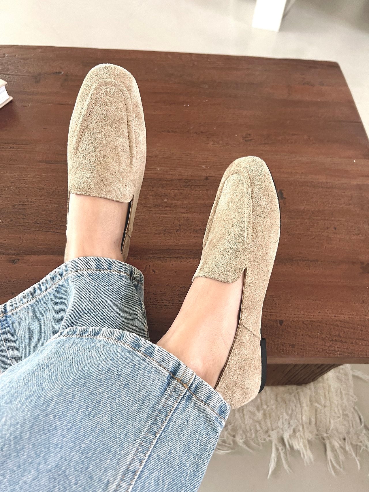 Suede soft loafers