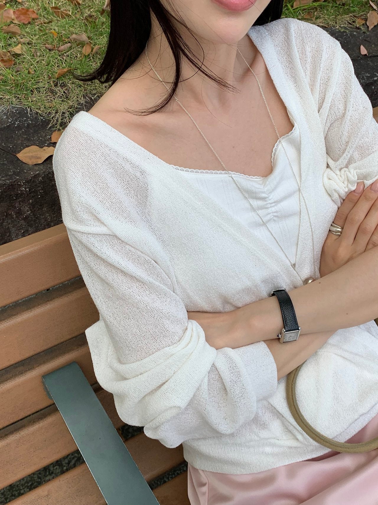 Elina linen deep V-neck knit-3col