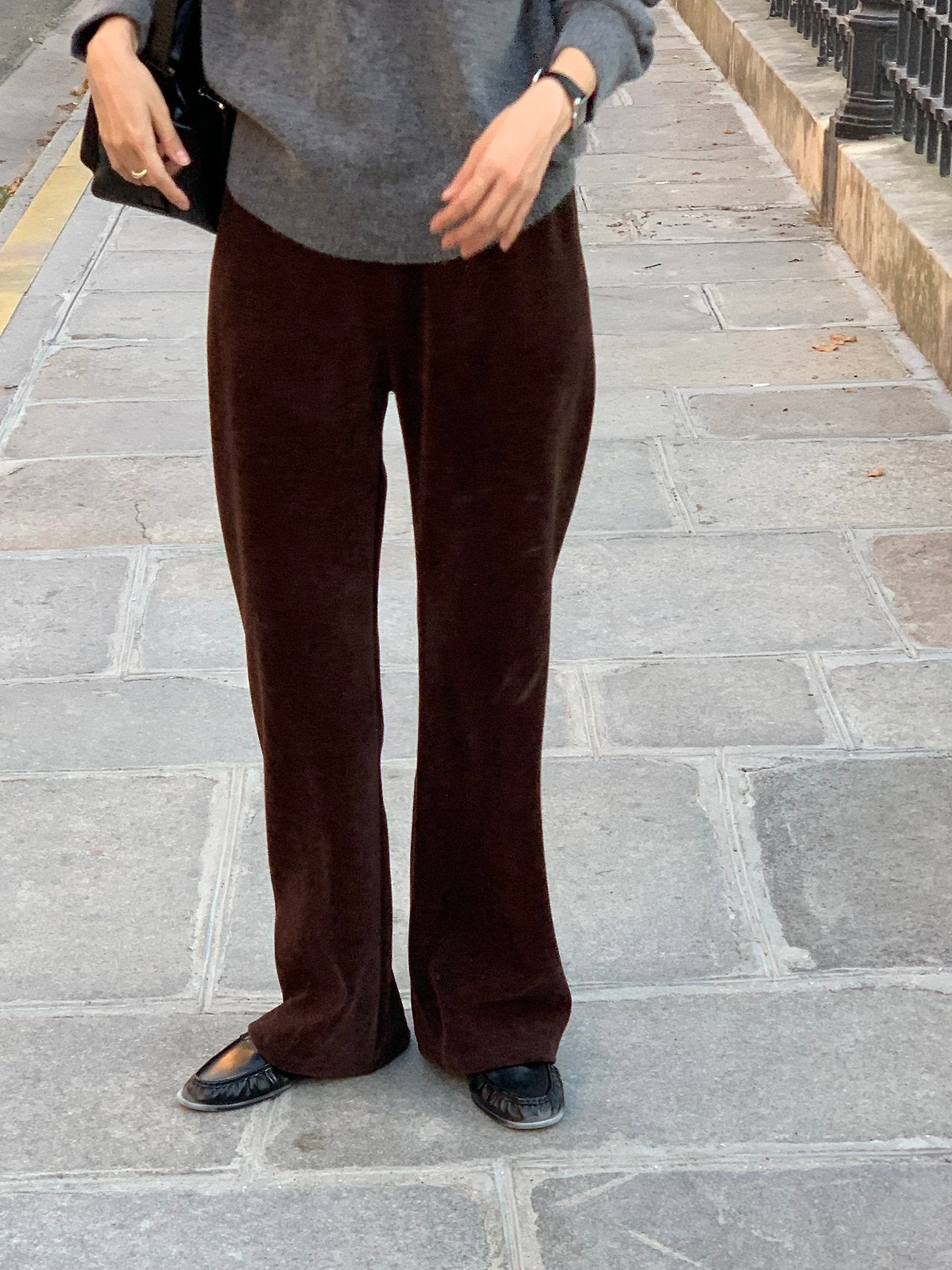 Velour corduroy banding pants-4col