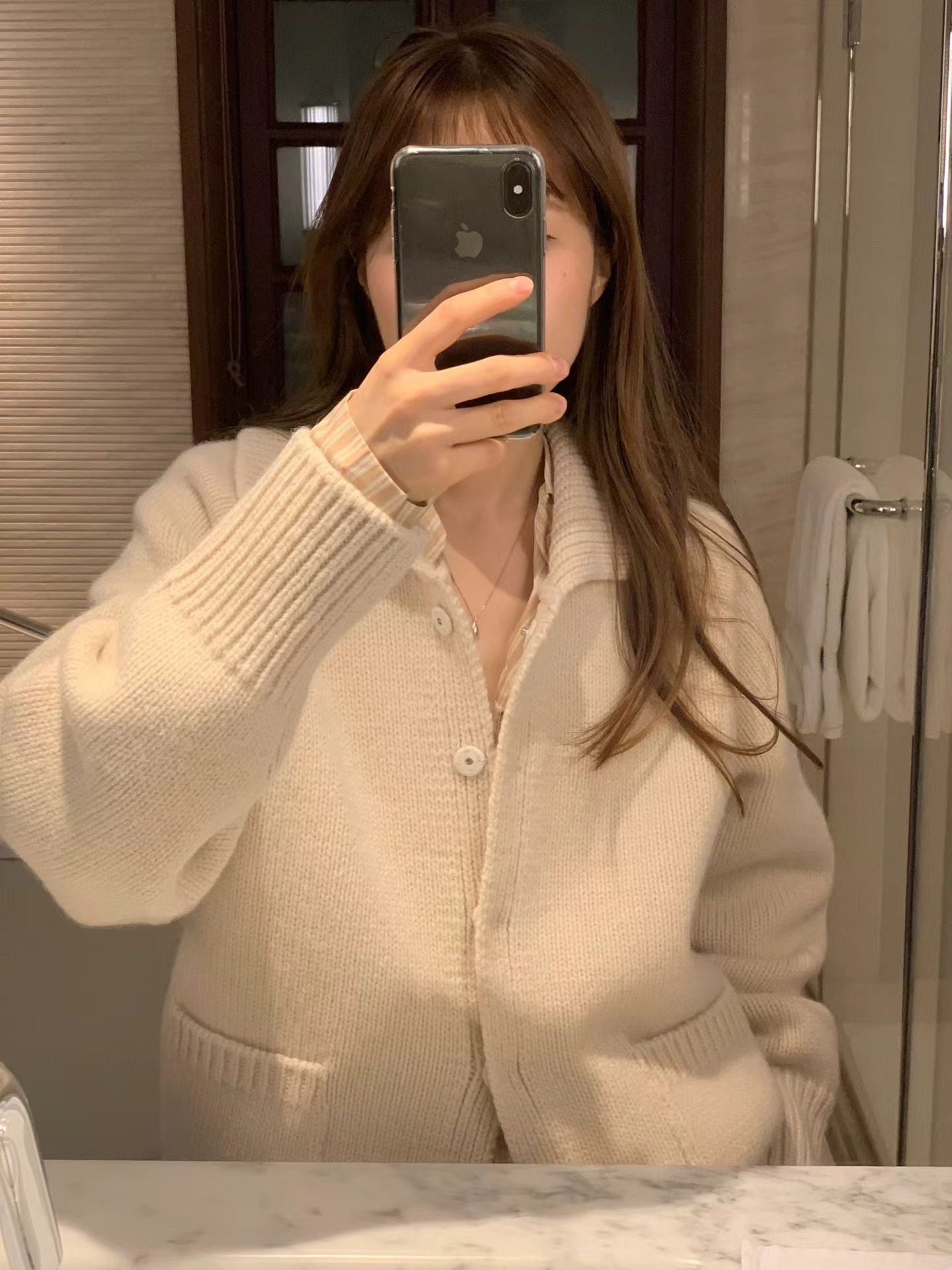 Ounce bailey collar knit cardigan-2col