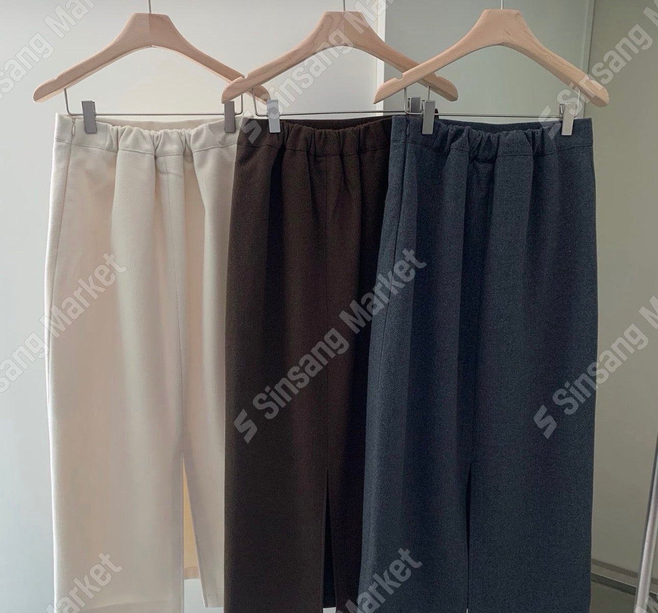 wool back open skirt-3col