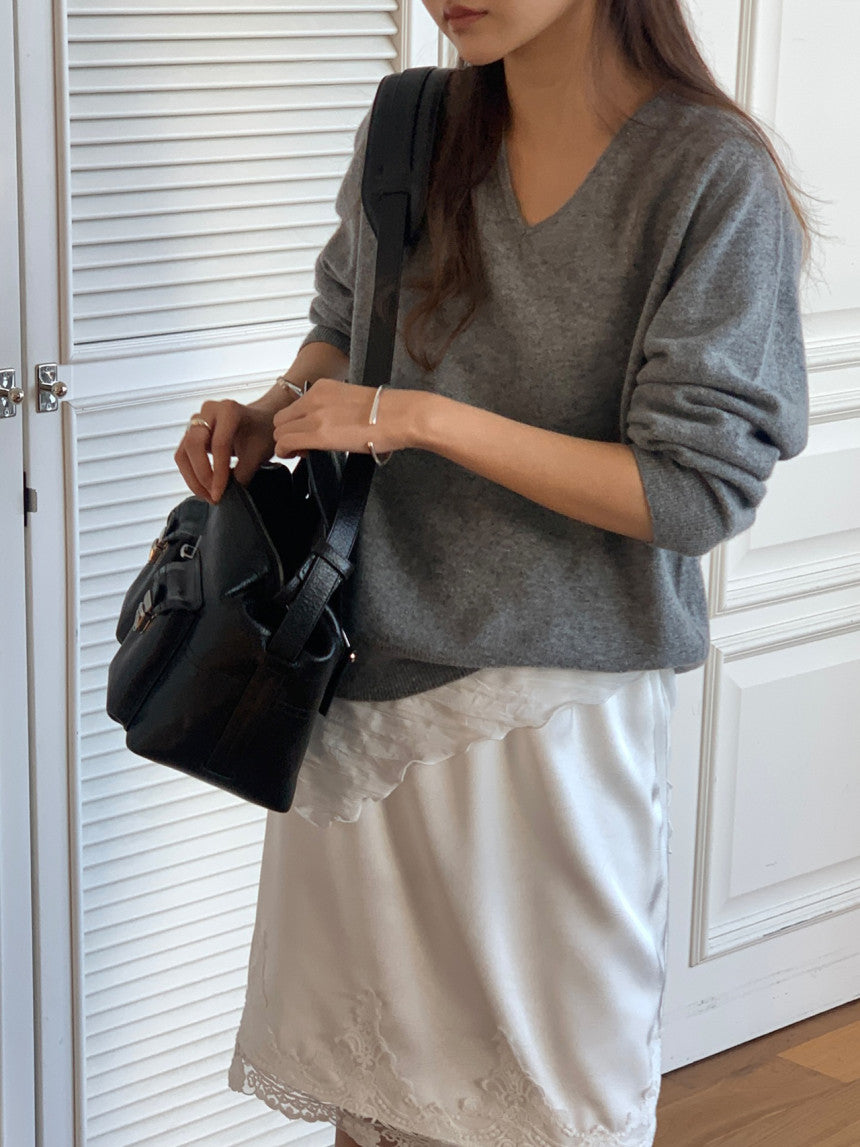 Adele wholegar cash v-neck knit-5col