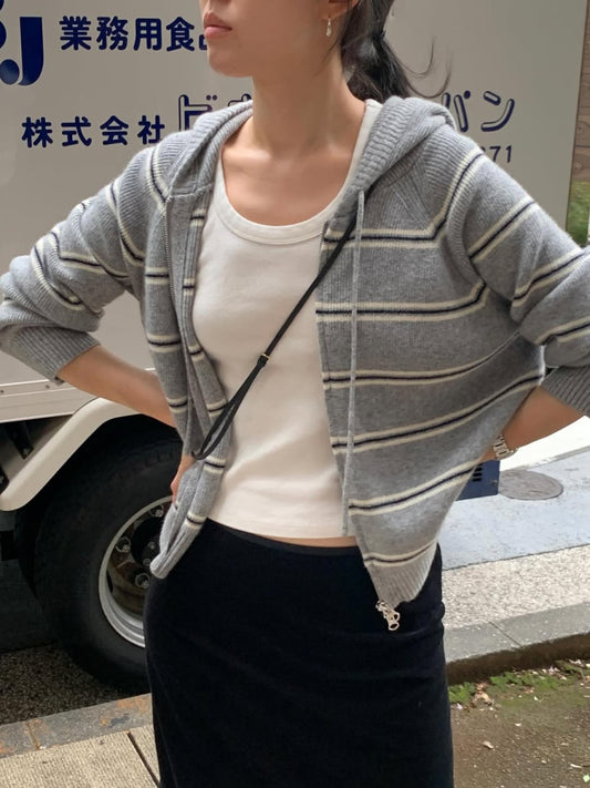 From hood cardigan-3col