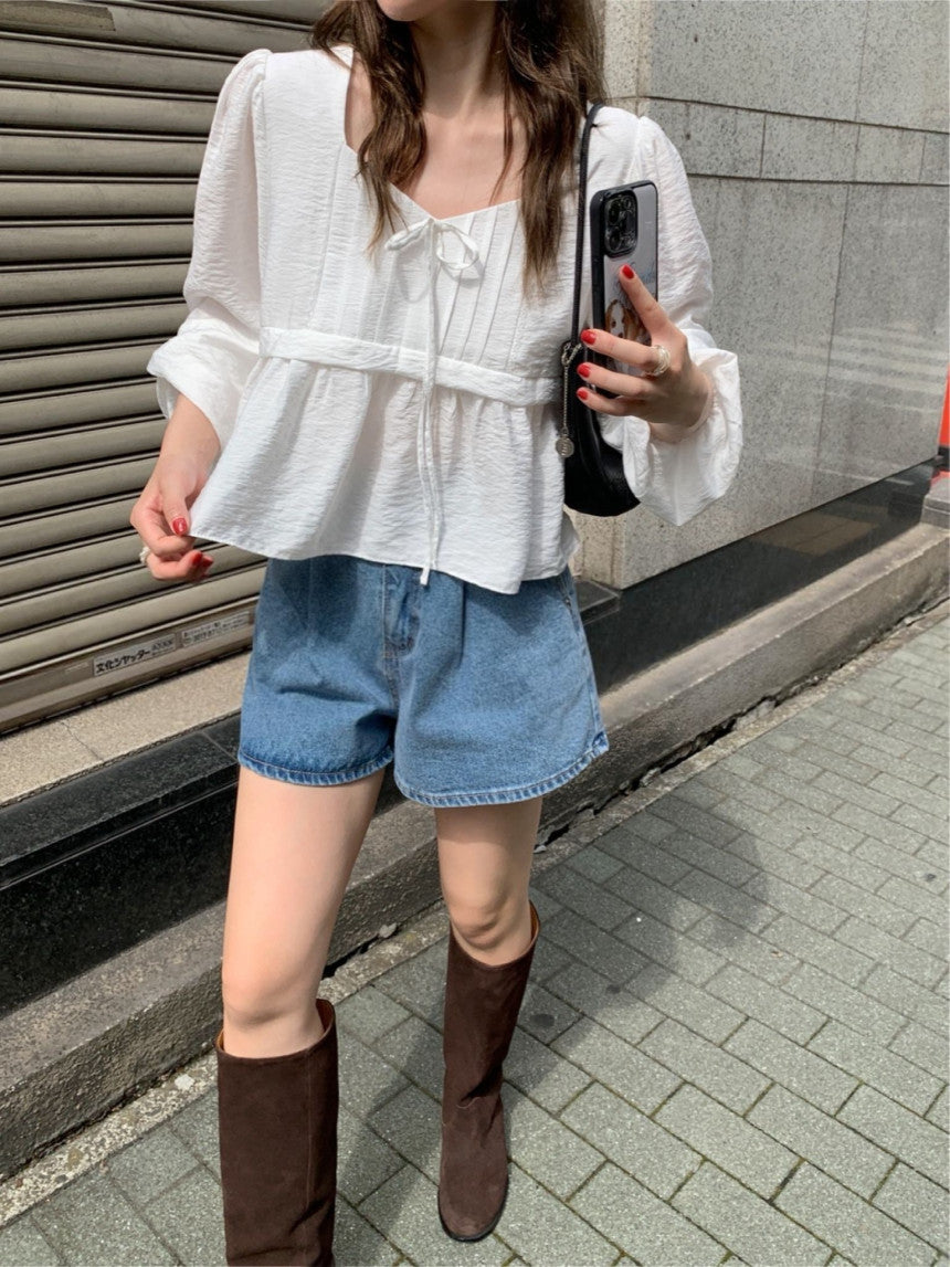 Merry pintuck blouse-2col