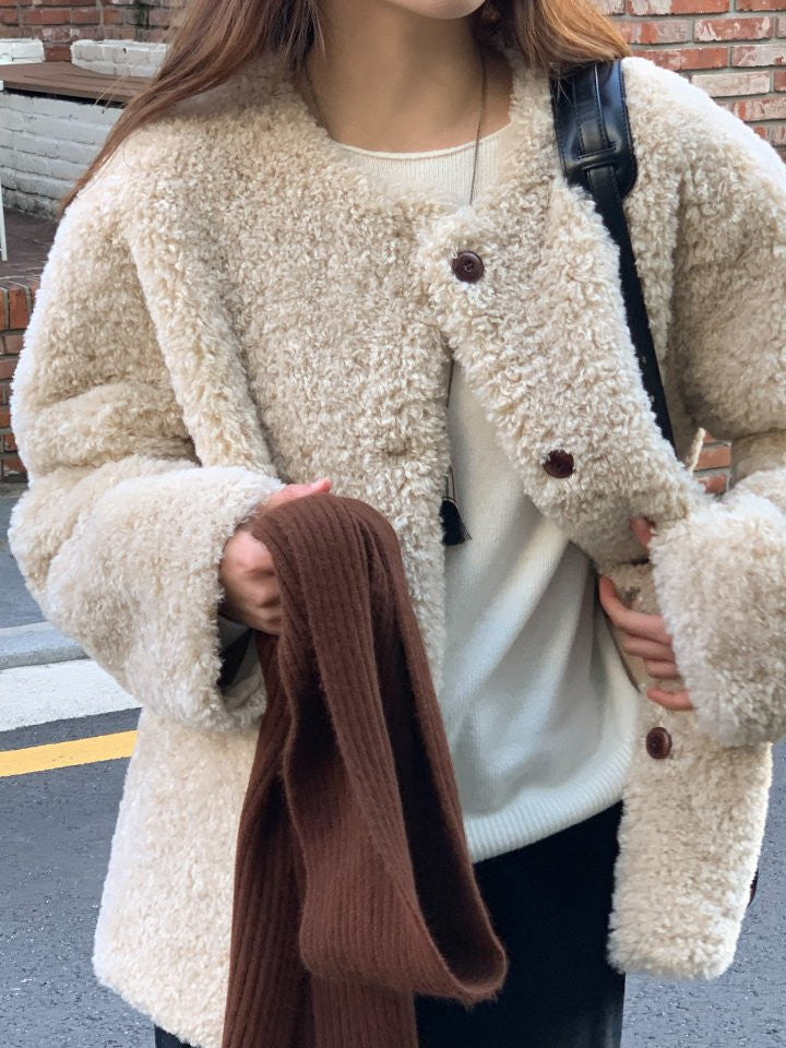 Lozan round neck fur jacket