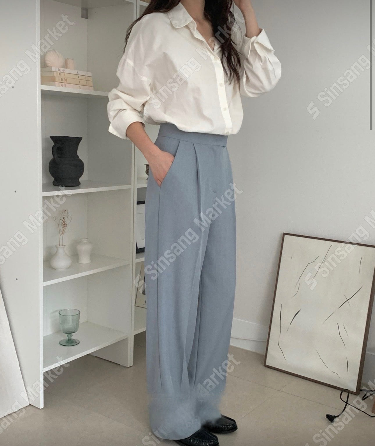 one pintuck semi-wide slacks-5col ショート丈あり