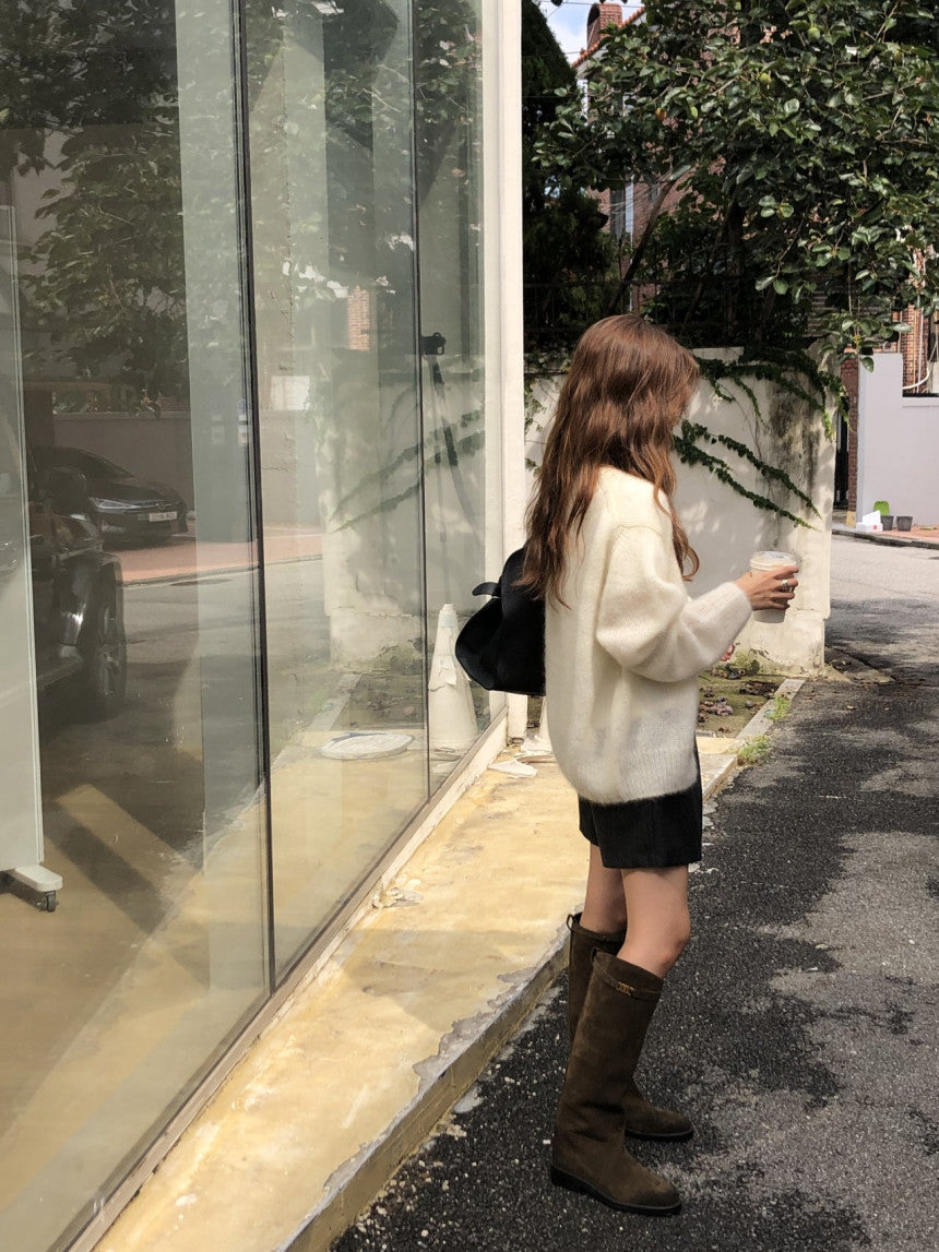 Amelie brushed mohair cardigan-2col