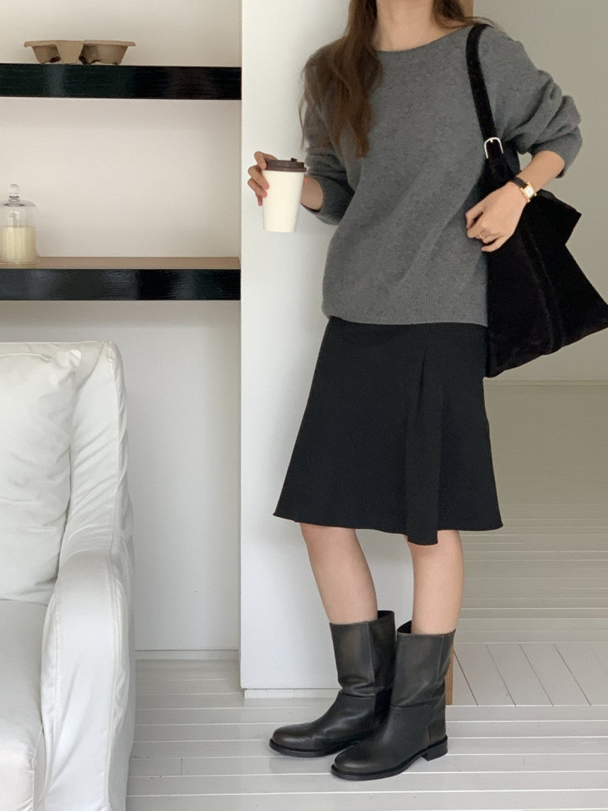 Elin cashmere wholega boat neck knit-4col