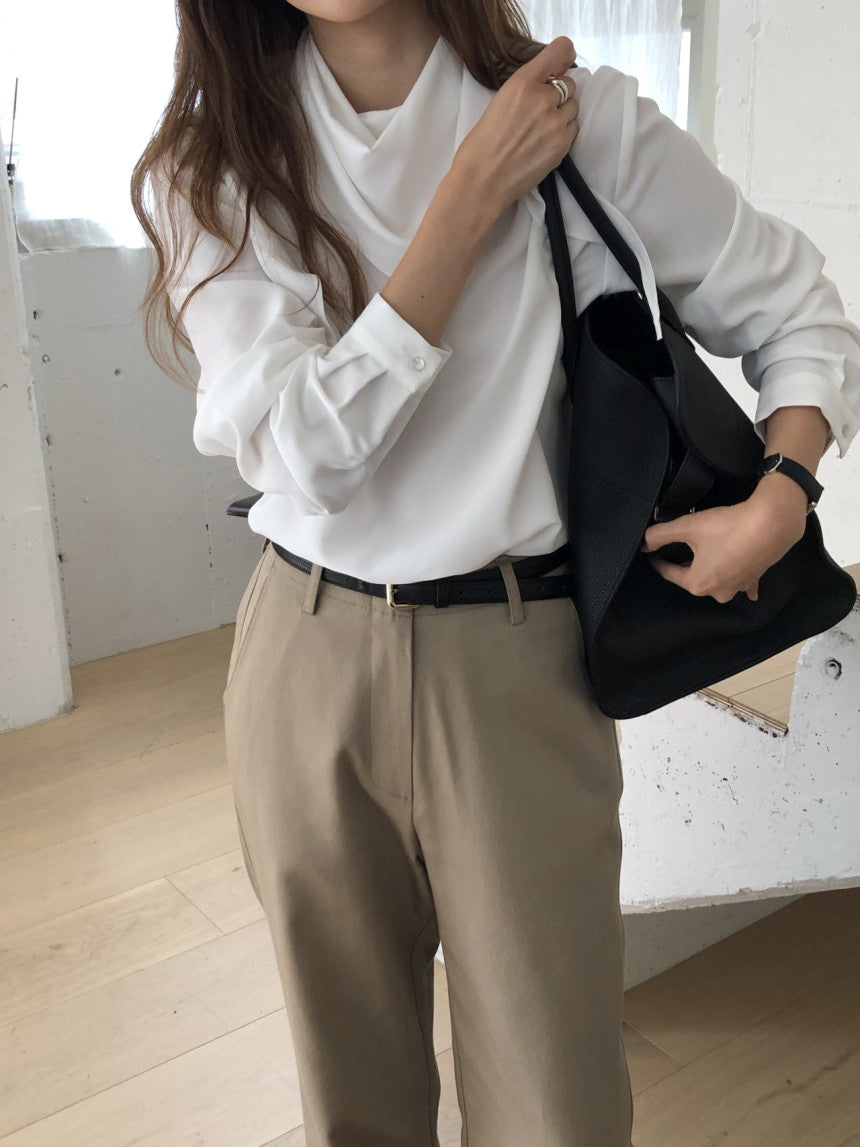 Luna brushed tencel scarf blouse-2col