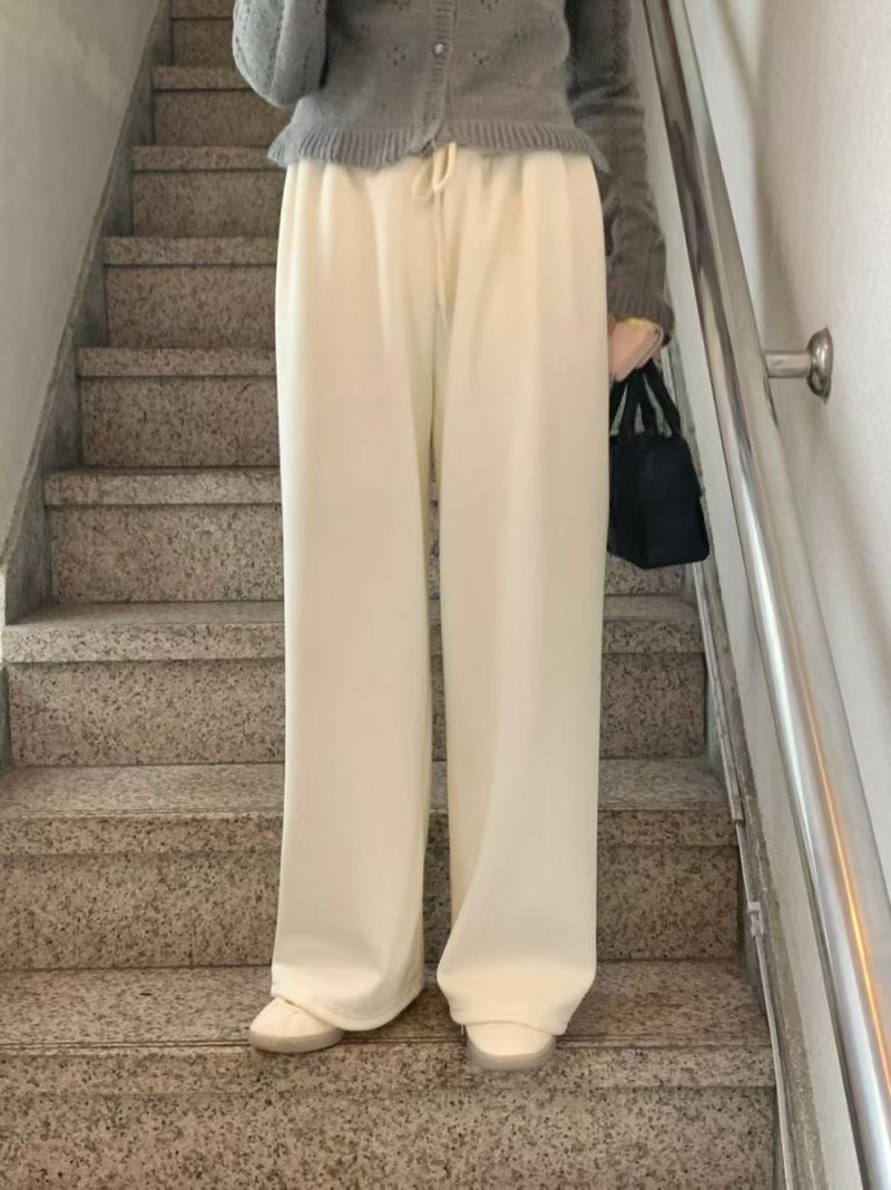 snow fleece wide pants-5col