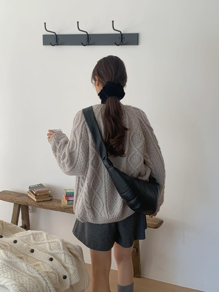 liter house wool cable cardigan-2col